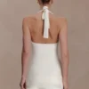 Willowmena Halter Neckline Mini Dress With Tubed Hem – White