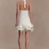 Willowmena Halter Neckline Mini Dress With Tubed Hem – White