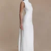Wisteria Slinky Maxi Dress With Scarf – White Wisteria Slinky Maxi Dress With Scarf – White