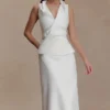 Yanina Cotton Halter Midi Dress – White Yanina Cotton Halter Midi Dress – White