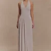 Yelena Ruched Halter Maxi Dress – Taupe Yelena Ruched Halter Maxi Dress – Taupe