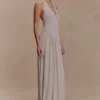 Yelena Ruched Halter Maxi Dress – Taupe Yelena Ruched Halter Maxi Dress – Taupe