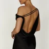 Yvette Slip Maxi Dress With Asymmetrical Hem – Black Yvette Slip Maxi Dress With Asymmetrical Hem – Black