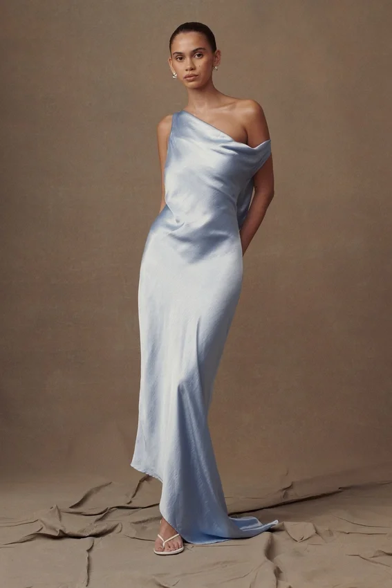 Yvette Slip Maxi Dress With Asymmetrical Hem – Cornflower Blue Yvette Slip Maxi Dress With Asymmetrical Hem – Cornflower Blue