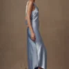 Yvette Slip Maxi Dress With Asymmetrical Hem – Cornflower Blue Yvette Slip Maxi Dress With Asymmetrical Hem – Cornflower Blue