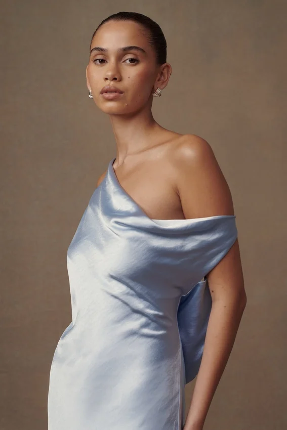 Yvette Slip Maxi Dress With Asymmetrical Hem – Cornflower Blue Yvette Slip Maxi Dress With Asymmetrical Hem – Cornflower Blue