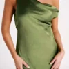 Yvette Slip Maxi Dress With Asymmetrical Hem – Emerald Yvette Slip Maxi Dress With Asymmetrical Hem – Emerald