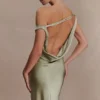 Yvette Slip Maxi Dress With Asymmetrical Hem – Sage Yvette Slip Maxi Dress With Asymmetrical Hem – Sage