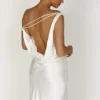 Yvette Slip Maxi Dress With Asymmetrical Hem – White Yvette Slip Maxi Dress With Asymmetrical Hem – White