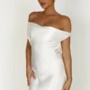 Yvette Slip Maxi Dress With Asymmetrical Hem – White Yvette Slip Maxi Dress With Asymmetrical Hem – White