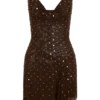 Zahra Diamante Cowl Mini Dress – Chocolate Zahra Diamante Cowl Mini Dress – Chocolate