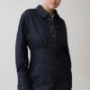 Zarah Denim Long Sleeve Mini Dress – Indigo Pinstripe Zarah Denim Long Sleeve Mini Dress – Indigo Pinstripe