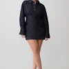 Zarah Denim Long Sleeve Mini Dress – Indigo Pinstripe Zarah Denim Long Sleeve Mini Dress – Indigo Pinstripe
