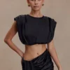 Zendaya Silk Crop Top – Black Zendaya Silk Crop Top – Black